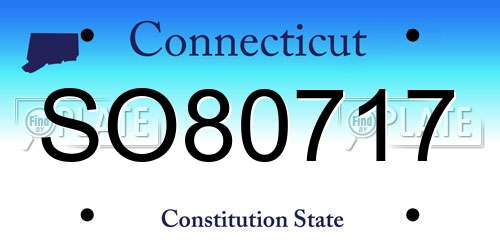 SO80717 Connecticut License Plate