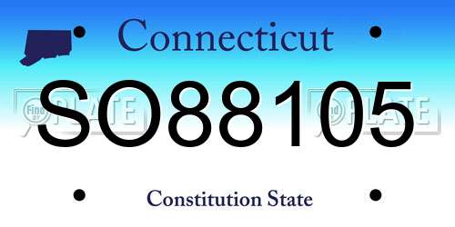 SO88105 Connecticut License Plate
