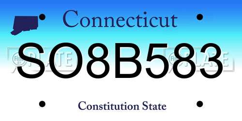 SO8B583 Connecticut License Plate