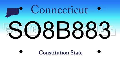 SO8B883 Connecticut License Plate