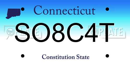 SO8C4T Connecticut License Plate