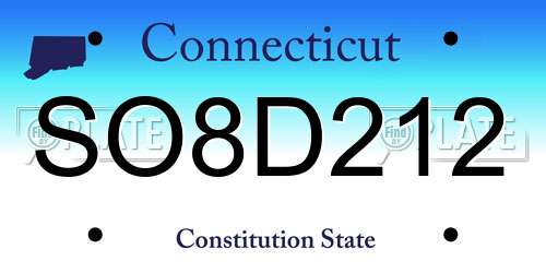 SO8D212 Connecticut License Plate