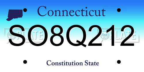 SO8Q212 Connecticut License Plate