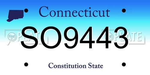 SO9443 Connecticut License Plate