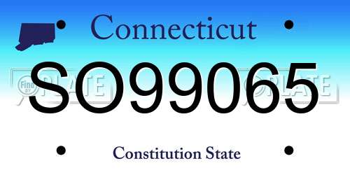 SO99065 Connecticut License Plate