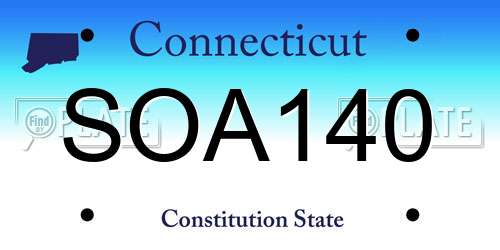 SOA140 Connecticut License Plate