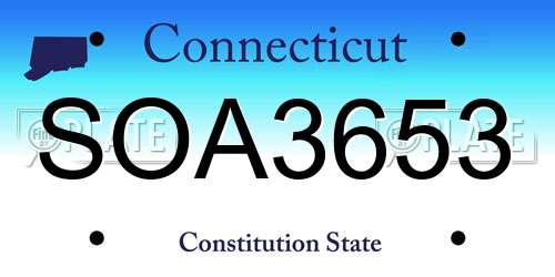SOA3653 Connecticut License Plate