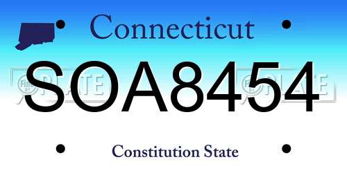 SOA8454 Connecticut License Plate