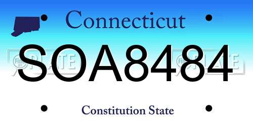 SOA8484 Connecticut License Plate