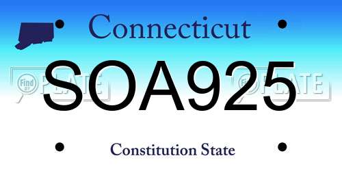SOA925 Connecticut License Plate