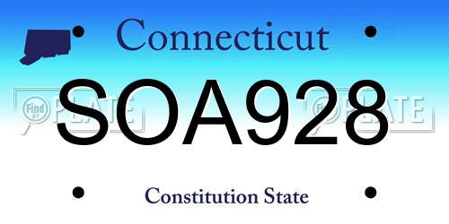 SOA928 Connecticut License Plate