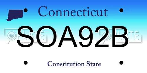 SOA92B Connecticut License Plate