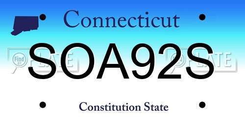 SOA92S Connecticut License Plate