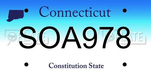 SOA978 Connecticut License Plate