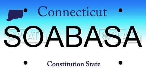 SOABASA Connecticut License Plate