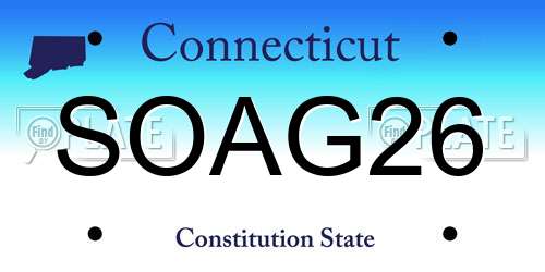 SOAG26 Connecticut License Plate