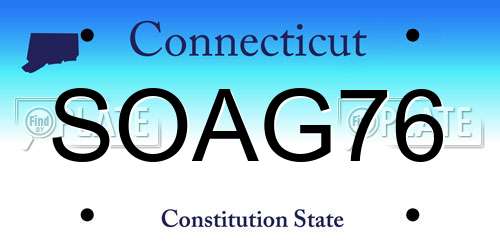 SOAG76 Connecticut License Plate