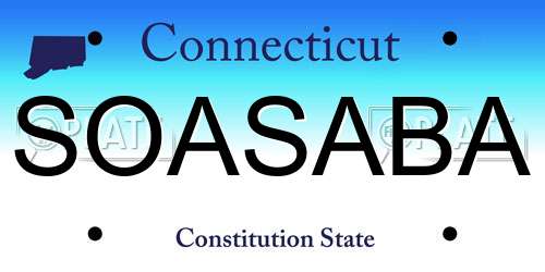 SOASABA Connecticut License Plate