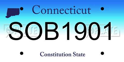 SOB1901 Connecticut License Plate