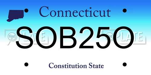 SOB25O Connecticut License Plate