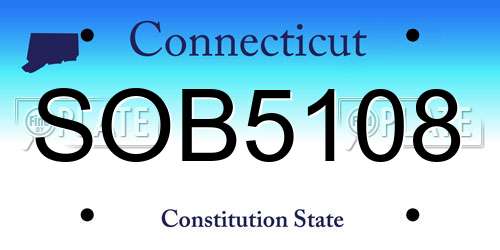 SOB5108 Connecticut License Plate