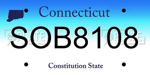 SOB8108 Connecticut License Plate