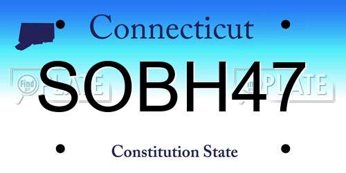 SOBH47 Connecticut License Plate