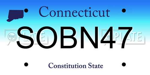 SOBN47 Connecticut License Plate