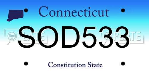 SOD533 Connecticut License Plate