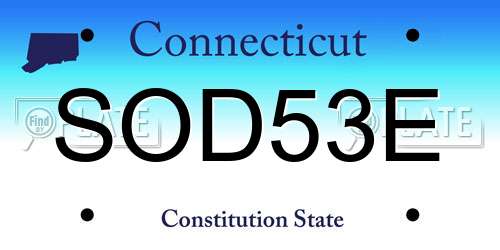 SOD53E Connecticut License Plate