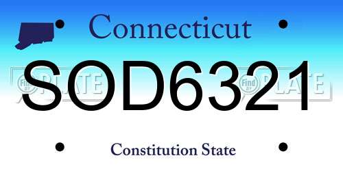 SOD6321 Connecticut License Plate