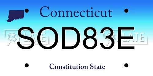 SOD83E Connecticut License Plate