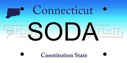 SODA Connecticut License Plate