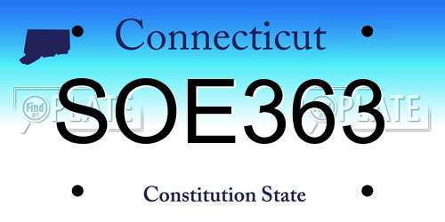 SOE363 Connecticut License Plate