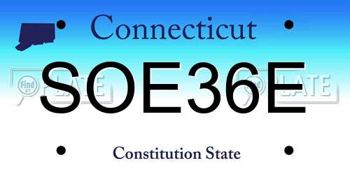 SOE36E Connecticut License Plate