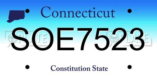 SOE7523 Connecticut License Plate