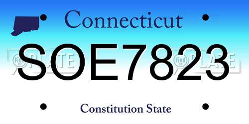 SOE7823 Connecticut License Plate