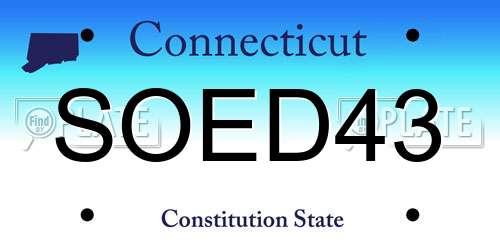 SOED43 Connecticut License Plate