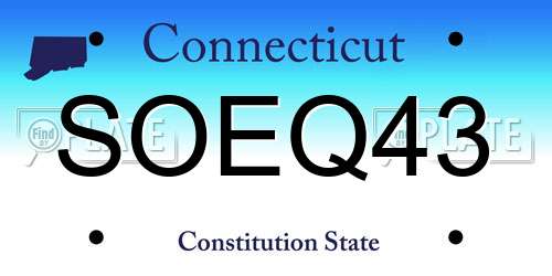 SOEQ43 Connecticut License Plate