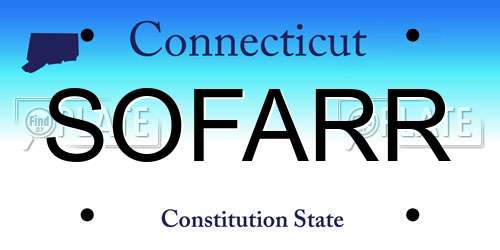 SOFARR Connecticut License Plate