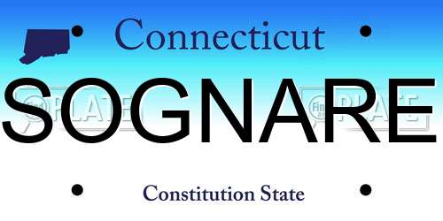 SOGNARE Connecticut License Plate