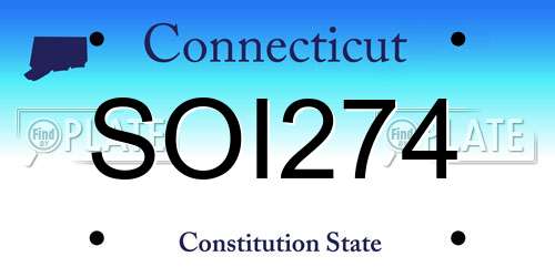 SOI274 Connecticut License Plate