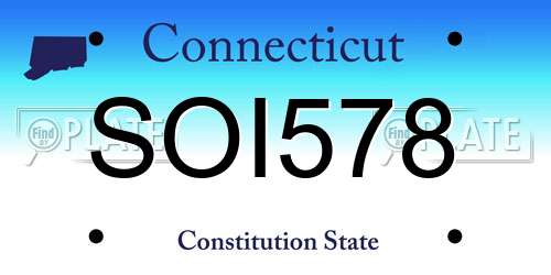 SOI578 Connecticut License Plate