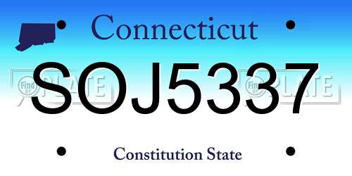 SOJ5337 Connecticut License Plate