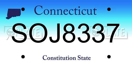 SOJ8337 Connecticut License Plate
