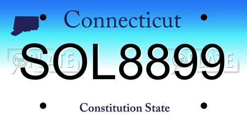 SOL8899 Connecticut License Plate