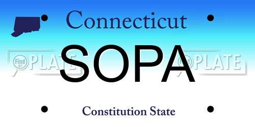 SOPA Connecticut License Plate