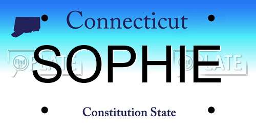 SOPHIE Connecticut License Plate