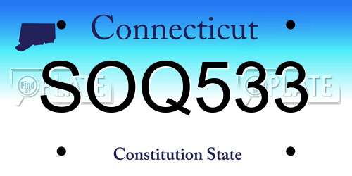 SOQ533 Connecticut License Plate