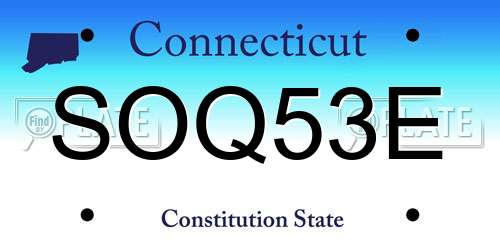 SOQ53E Connecticut License Plate